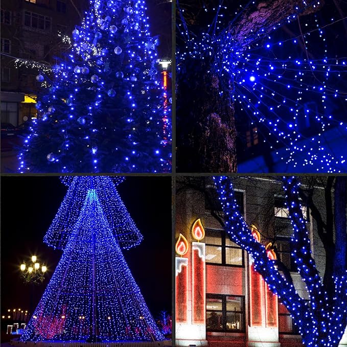 600LED (12pk of 50L) String Lights,LED Christmas Lights, 6" SPACING,Green Wire,Blue