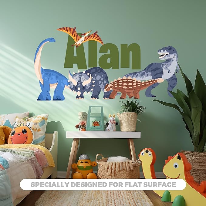 CRYPTONITE Custom Stickers Name for Dinosaur Decorations I Dinosaur Room Decor for Boys I Custom Vinyl Stickers for Dinosaur Wall Decor I Name Wall Decal for Bedroom Decor I Multiple Size Options
