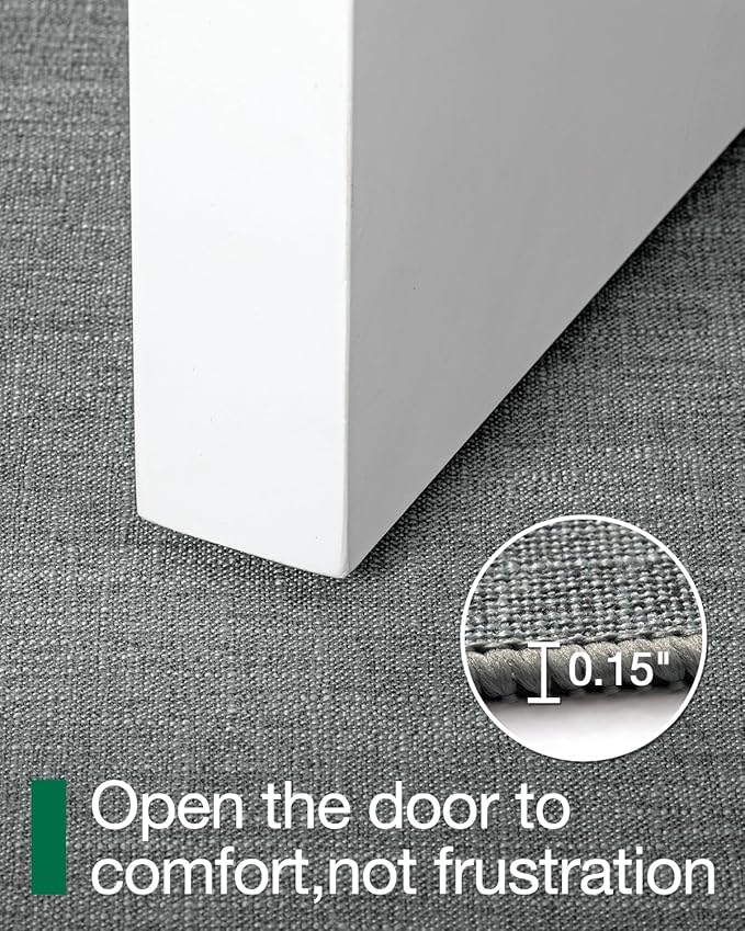 LUMI Ultra Thin Door Mat for Entryway, Low Profile Non Slip Rubber Backing Indoor Doormat, Easy Clean Welcome Entrance Mat for Inside House, Patio, Greenish Grey 17"x30"