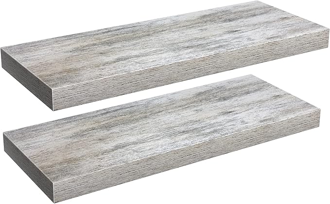 Sorbus Floating Shelves, Wall Shelves for Bedroom, Kitchen, Living Room, Bathroom Shelves Over The Toilet, Home Decor, Farmhouse, 24 x 9 Inch Wall Mounted Floating Shelves for Wall, 2 Pack, Rustic