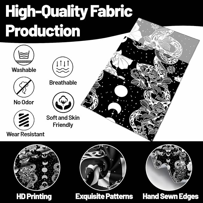 dueeia Moon Phase Witchy Tapestry Wall Hanging Snake Witch Occult Black and White Dark Tapestries for Bedroom Aesthetic Living Room Wall Decor (28.7"x37.4")