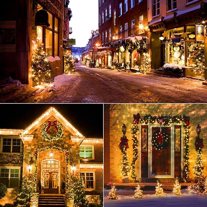 BrizLabs Steady On & Twinkle Christmas Lights - 100-ct Clear Outdoor Connectable Incandescent Mini Lights, Warm White String Lights for Xmas Tree, Indoor Holiday Party