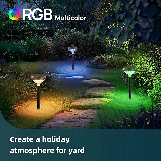 Linkind Solar Pathway Lights 8 Pack, Color Changing Halloween Decorations Outdoor Waterproof, Multicolor Warm Cool White Solar Halloween Lights for Walkway Yard Garden Landscape