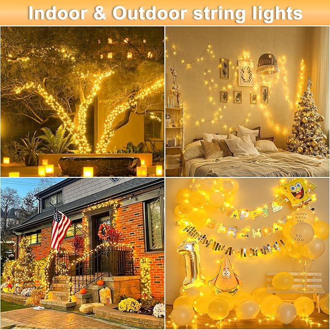 82ft 250 LED Christmas Lights Outdoor, Warm White Christmas Lights 8 Modes Clear Wire, Connectable Twinkle Fairy String Light Plug in for Indoor Bedroom Wedding Classroom Tree Decorations