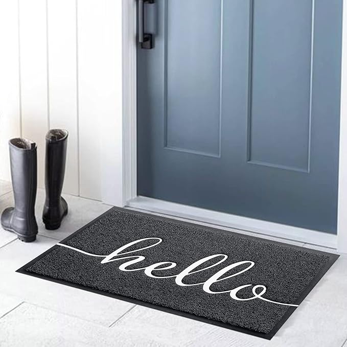 Door Mat, Durable Welcome Mat Low Profile Floor Mat Front Doormat Non Slip Mats Entrance Rectangular Doormat, for Entryway, Patio, High Traffic Areas (30"x17.5",Black)