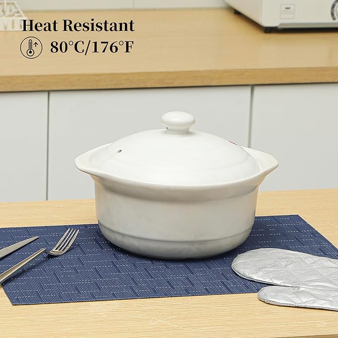 Leetaltree Blue Placemats Set of 12 - Heat Resistant Non-Slip Place mats for Dining Table, Washable Durable PVC Vinyl Woven Table Mats（Blue, 12）