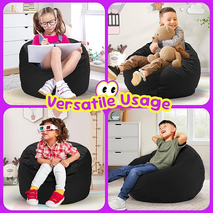 Hobestluk Bean Bag Chairs 2.5FT Bean Bag Chair with Memory Foam Filled & Machine Washable Cover,Beanbag Chair, Small Bean Bag Chairs for Playroom, Living Room, Bedroom