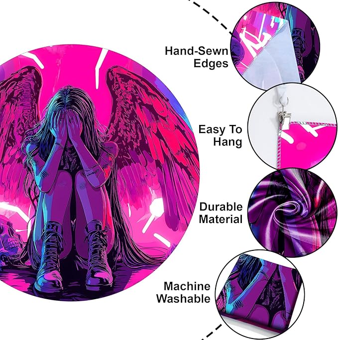 Blacklight Tapestry,WingTapestry Glow In The Dark,UV Reactive Black Light Upright Posters Wall Hanging for Bedroom Dorm Living Room Backdrop Decor (wing5, 90L" x 70W")