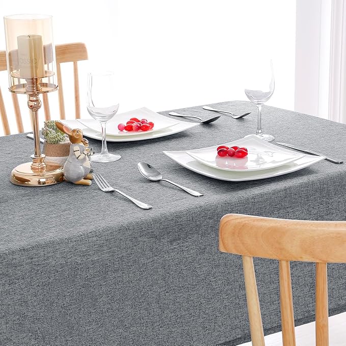 Hiasan 2 Pack Faux Linen Square Tablecloth - Wrinkle and Stain Resistant Washable Table Cloth for Kitchen Dining Room Holiday Table Cover for Party Dinner, Grey, 54 x 54 Inch