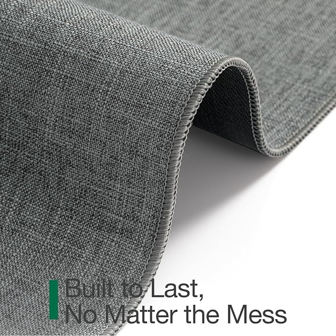 LUMI Ultra Thin Door Mat for Entryway,32"x48" Low Profile Non Slip Rubber Backing Indoor Doormat, Easy Clean Welcome Entrance Mat for Inside House, Patio, Greenish Grey