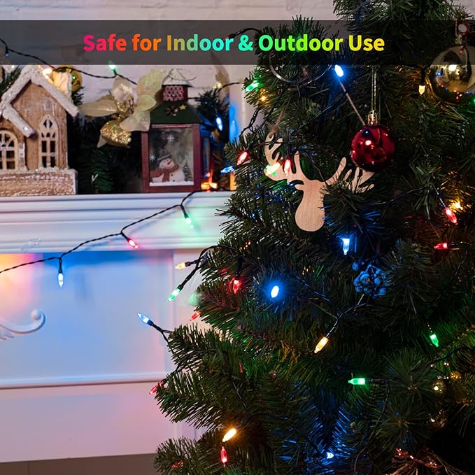 Battery Operated Christmas Lights 2 Pack 18 Feet 50 LED Clear Mini String Lights with 8 Modes Waterproof Tree Lights for Xmas Outdoor Indoor Holiday Party Garden Decor, Multicolor