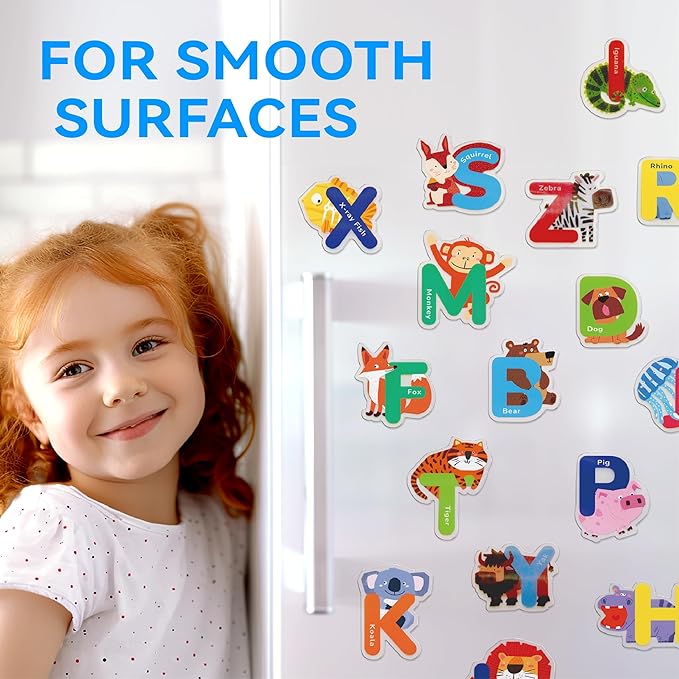 26 PCS Alphabet Animal Gel Stickers Colorful Uppercase Animal Stickers and ABC Window Decals Ideal for Toddlers Spelling Learning for Home Classroom and Nursery Thick Removable & Reusable