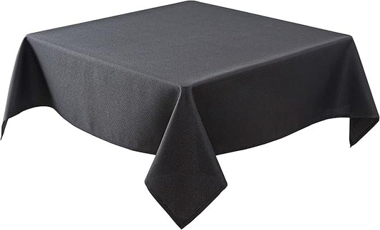 Biscaynebay Textured Fabric Square Tablecloths 60x60 Inch, Black Water Resistant Spill Proof Table Cloth Small Card Folding Table Covers for Dining, Kitchen, Wedding and Parties, Machine Washable