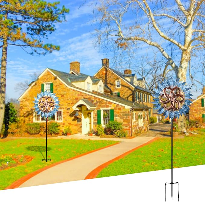 Wind Spinner Large Wind Mill Metal Outdoor Indoor Large Two-Way Wind Sculptures for Garden Patio Yard Decor