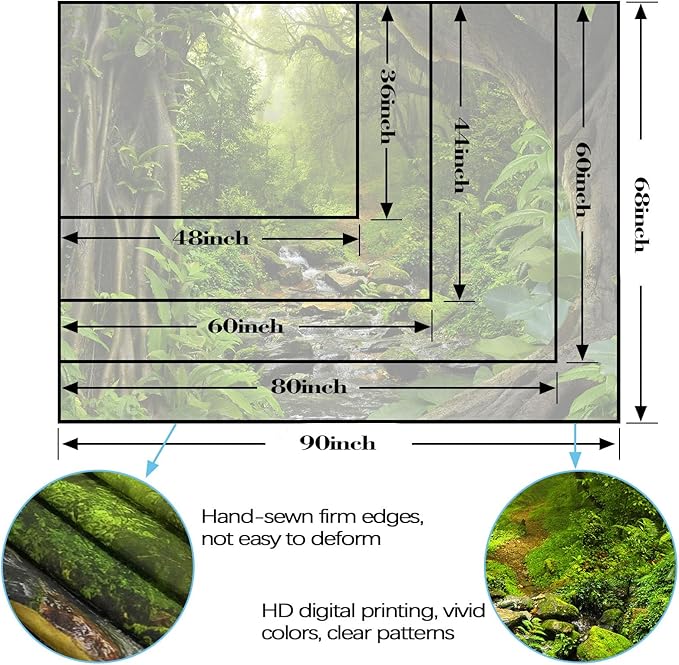 AMM Green Rainforest Tapestry Nature Forest Tapestry for Bedroom Aesthetic Misty Tropical Jungle Trees Flowing Stream Landscape Tapestries Wall Hanging for Living Room Dorm 60 x 44 Inch