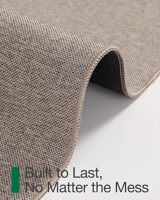 LUMI Ultra Thin Door Mat for Entryway, Low Profile Non Slip Rubber Backing Indoor Doormat, Easy Clean Welcome Entrance Mat for Inside House, Patio, Khaki 20"x32"