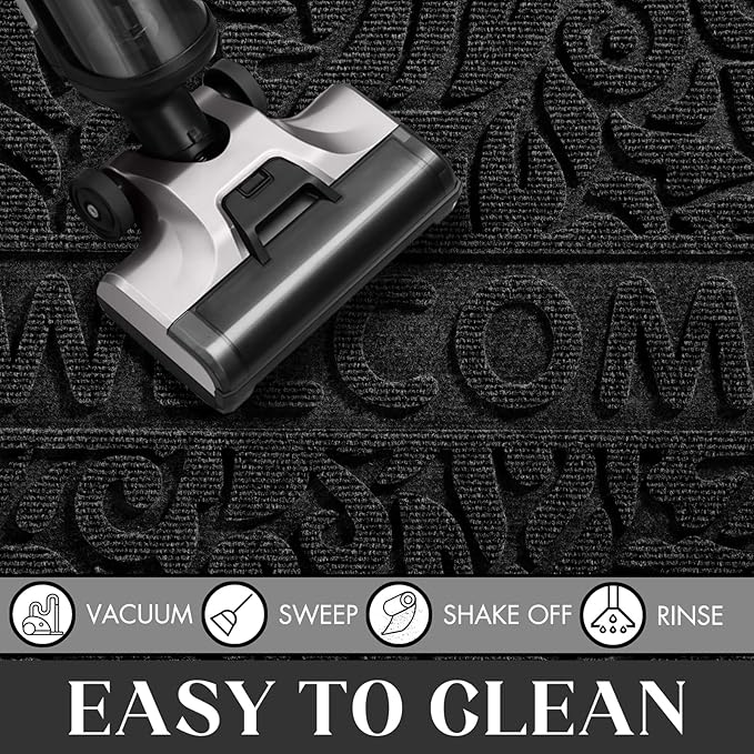 Yimobra Welcome Mat Outdoor, 36x24 Waterproof Door Mat Outside Entrance, All-Weather Non Slip Front Door Mat, Low-Profile Entryway Mat Indoor, Porch and Patio, Black