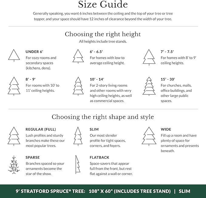 Balsam Hill 9ft Pre-Lit Stratford Spruce - Slim Artificial Christmas Tree with 1,000 Clear LED Lights, True Needle Foliage, Easy Plug Technology & Premium Stand for Small Spaces