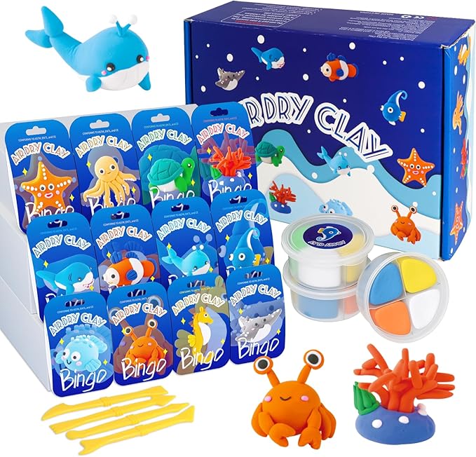 Air Dry Clay Kit for Kids,DIY Air Dry Clays Kit with Sculpting Tools and Tutorials,Creative Molding Clay Gift Kits with Tools,Ultra Light and Soft, Safe and Non-Toxic DIY Underwater Adventure Gift Toy