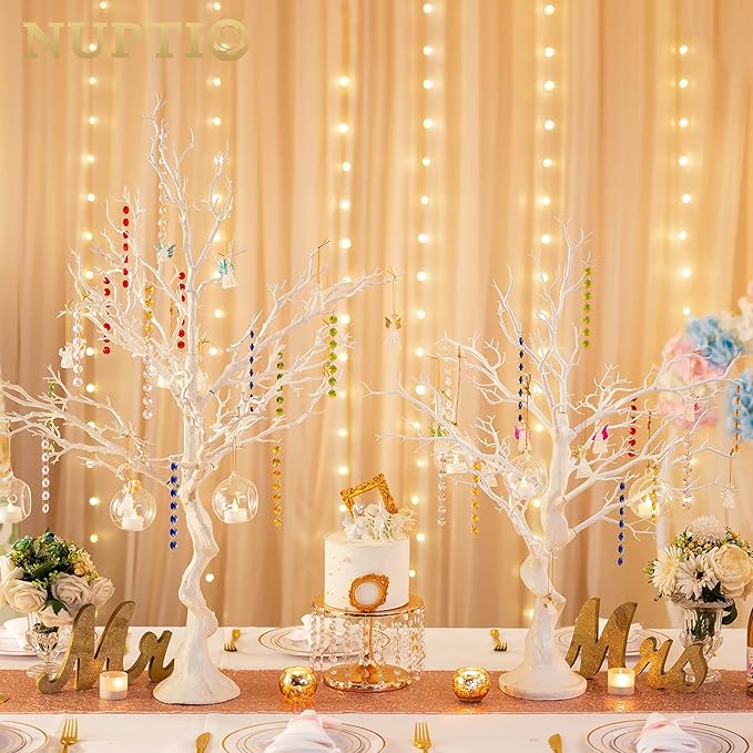 NUPTIO Artificial Christmas Tree Branch: 3.44 feet Tall White Manzanita Tree Halloween Centerpiece Wedding Centerpieces for Tables - Decorative Ornament Display Tree Branches for Weddings (2 Pc)