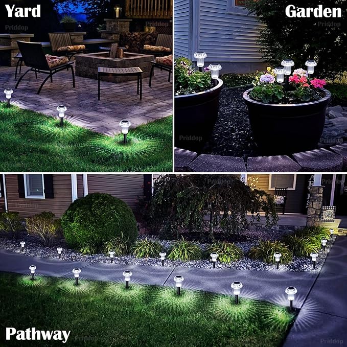 Solar Lights Outdoor Pathway Waterproof 8 Pack Cold White LED Acrylic Mushroom Decorative Garden Lights for Yard Landscape Patio Outside Decor