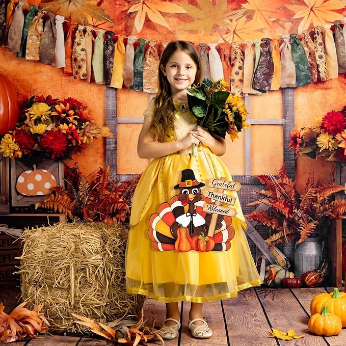 Thanksgiving Decoration Wooden Turkey Pumpkin Door Wreath for Front Door Sign Wall Signs, Thankful Blessed Grateful Pumpkin Sign Hanging for Fall Autumn Harvest Home Halloween Decoration