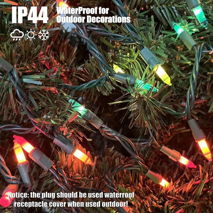 HISHINY Christmas String Lights 100 Count Pastel Mini Decorations Lights with Green Wire for Christmas Outdoor Decorations Indoor Decor,UL Certified (21feet)