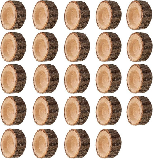Set of 12 Wooden Tea Light Candle Holders, Personalized Natural Wooden Votive Vintage Tea Light Candle Holders for Rustic Centerpieces for Dining Table Wedding Party (Set of 24)