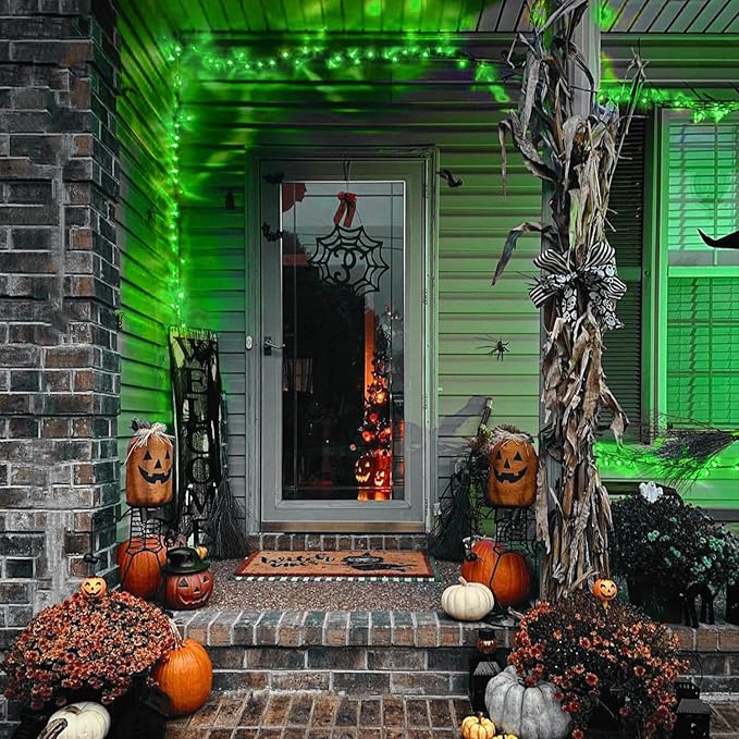 JMEXSUSS 200 LED Halloween Lights Outdoor, 66ft Connectable Green String Lights Plug in, 8 Modes Waterproof Green Christmas Lights for Outside, Indoor, Yard, St Patrick's Day, Xmas, Halloween Decor