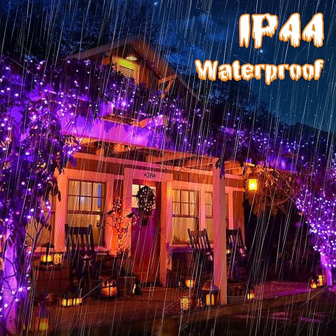 Halloween Purple Lights Decorations, 2 Pack 17FT 100 LED Mini Fairy Lights Battery Operated with 8 Modes Timer Waterproof for Indoor Outdoor Use, Patio Tree Holiday Party Halloween Decor