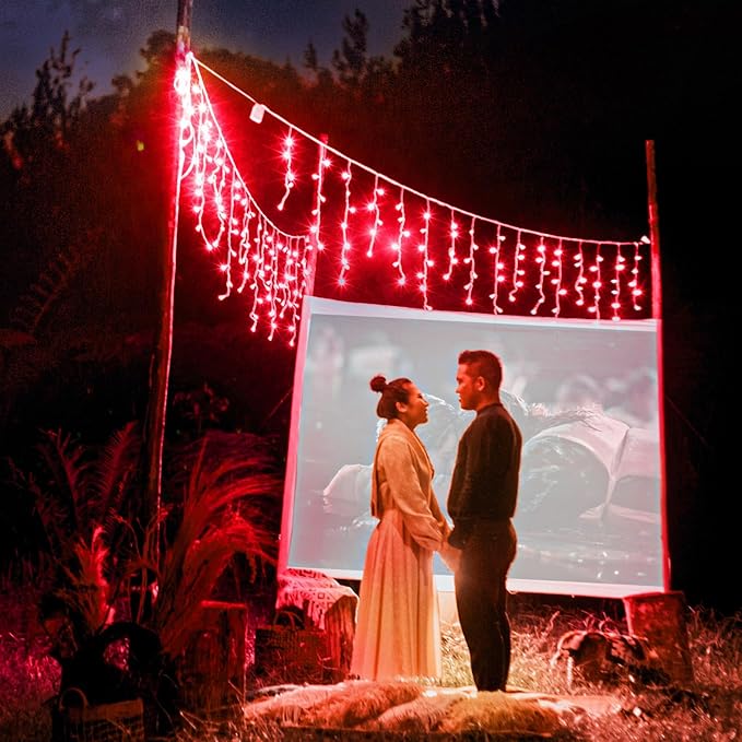 Icicle Lights for Outside, 66ft 640 LED Icicle Christmas Lights Outdoor with 120 Drops 8 Modes, Waterproof Red Christmas Light for House Plug in for Indoor Party Holiday Halloween Decorations