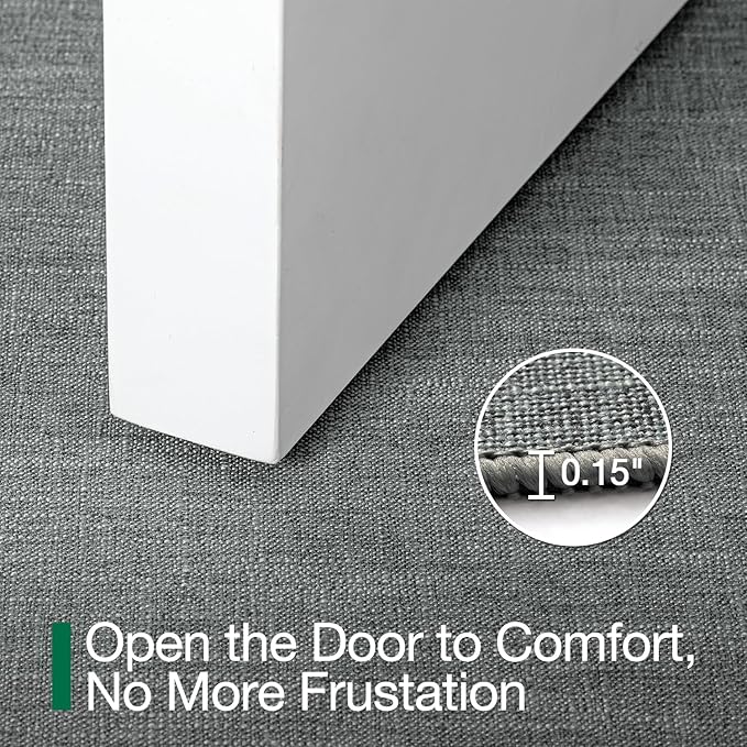 LUMI Ultra Thin Door Mat for Entryway,32"x48" Low Profile Non Slip Rubber Backing Indoor Doormat, Easy Clean Welcome Entrance Mat for Inside House, Patio, Greenish Grey