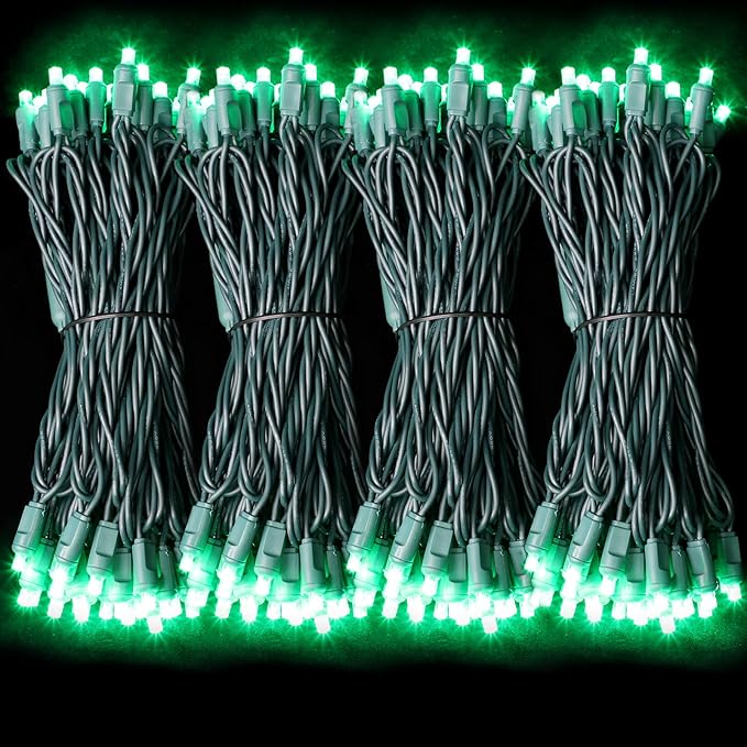 600LED (12pk of 50L) String Lights,LED Christmas Lights, 6" SPACING,Green Wire,Green