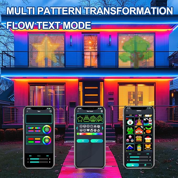 HXWEIYE 400LED Smart Curtain Lights, 6.6Ft x 6.6Ft Fairy Hanging Curtain String Lights with APP & Remote, Dynamic DIY Color Changing Wall Lights for Indoor Bedroom Window Party Backdrop Outdoor Decor