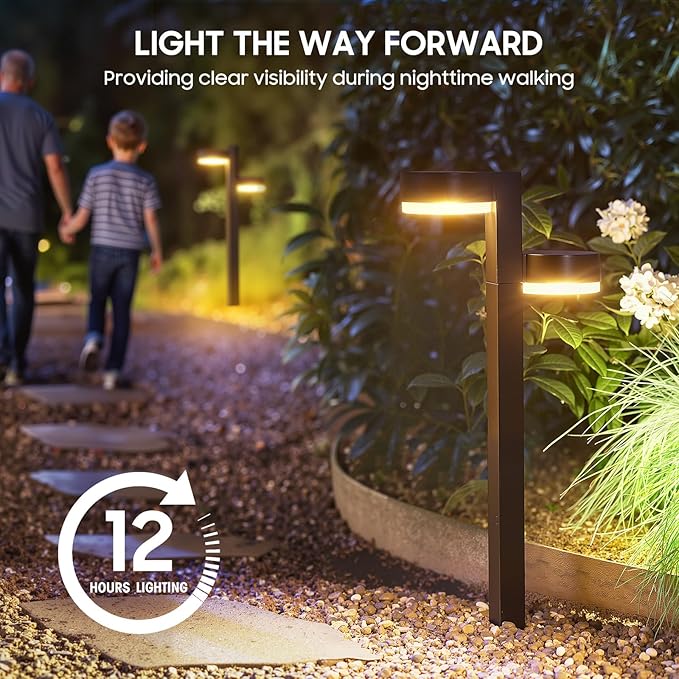 Solar Pathway Lights Outdoor Waterproof, 6 Pack with 12 Head Solar Lights Outdoor Super Bright Up to 12Hrs, Auto On/Off Garden Light for Yard Patio Path Walkway Driveway Outside Decor