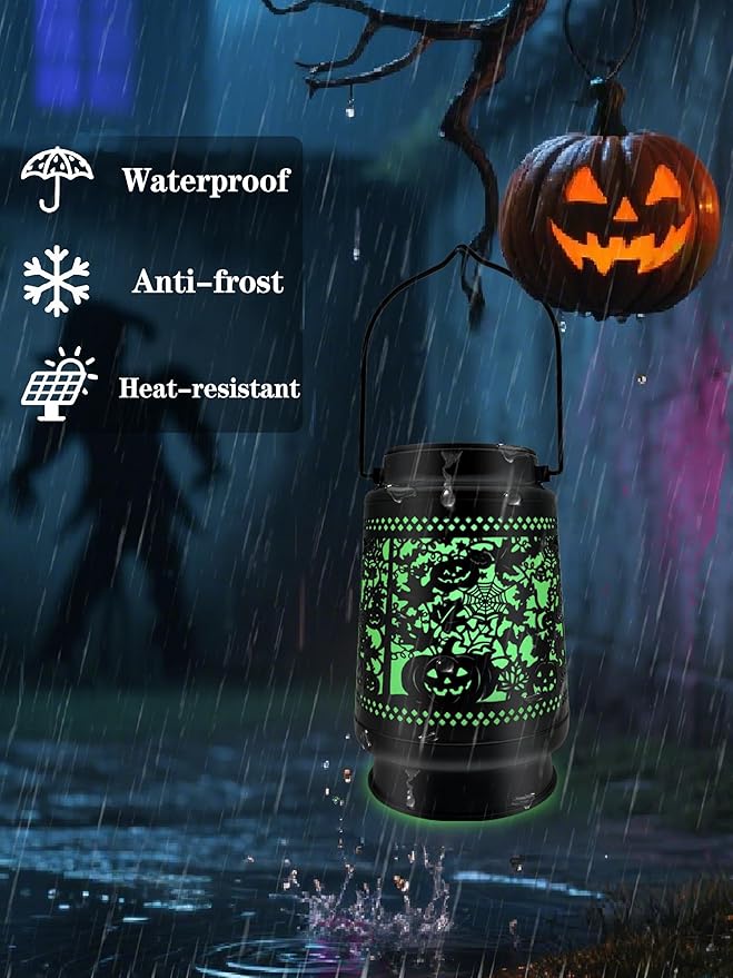 Solar Lanterns Outdoor Waterproof Halloween Decorations Scary Skeleton Lights for Garden, Patio, Yard, Lawn Porch Halloween Decor Hanging Solar Lights Unique Gifts for Outdoor Decor