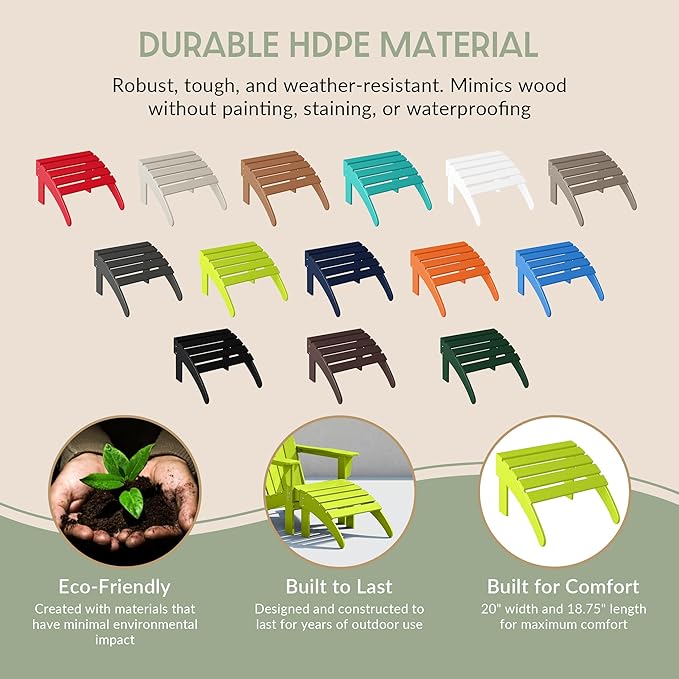 WestinTrends Outdoor Ottoman, Patio Adirondack Ottoman Foot Rest, All Weather Poly Lumber Folding Foot Stool for Adirondack Chair, Widely Used for Outside Porch Pool Lawn Backyard, Lime