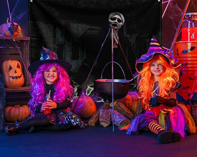 QGHOT Halloween Tapestry, Gothic Horror Movie Tapestry Wall Hanging Spooky Halloween Backdrop Creepy Scary Nun Haunted House Wall Decor for Bloody Party Decorations (90.6"x70.9")