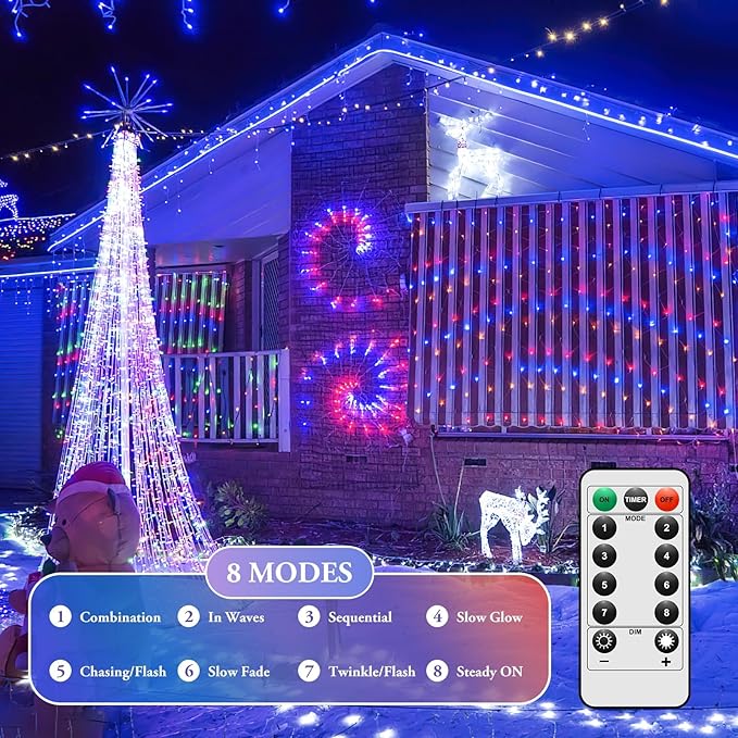 4 Pack 100 LED Fairy Lights Battery Operated with Timer & Remote, 33FT Waterproof Twinkle Lights Indoor Outdoor, Fairy String lights for Bedroom Classroom DIY Wedding Christmas Decorations, Multicolor