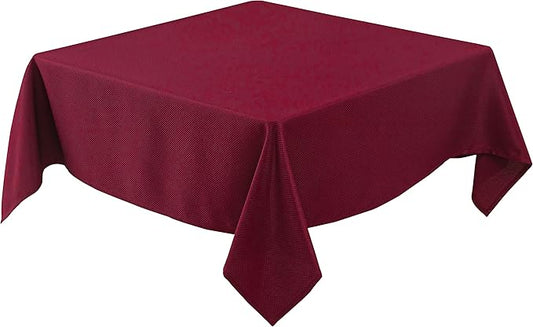 Biscaynebay Textured Fabric Christmas Square Table Cloth 60x60 Square, Burgundy Water Resistant Tablecloths for Dining, Kitchen, Wedding, Parties etc. Machine Washable
