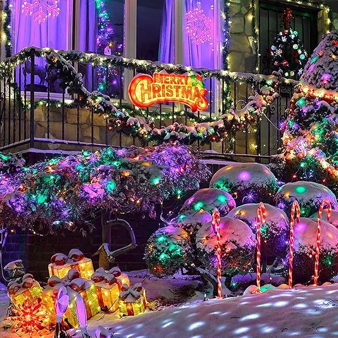 JMEXSUSS 300 LED Christmas Lights Outdoor Waterproof, Multicolor Christmas Tree Lights Plug in, 8 Modes Twinkle Fairy String Lights for Indoor Xmas Wedding Party Garden Decoration