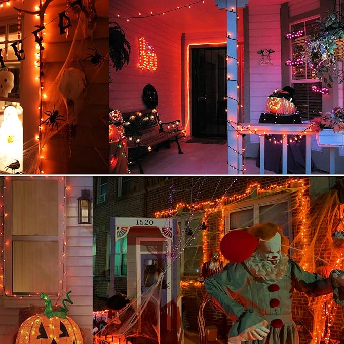 Brizled Orange Halloween Lights, 33ft 100 LED Halloween String Lights, 120V UL Certified Connectable Orange Light String Mini Tree Light Black Wire for Indoor & Outdoor Party Christmas Tree Decoration