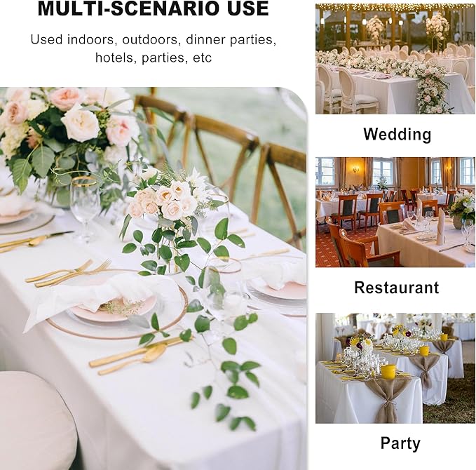 sancua 6 Pack White Tablecloth 90 x 132 Inch - Rectangle Table Cloth for 6 Feet Tables Stain and Wrinkle Resistant Washable Polyester Table Cover for Dining Wedding Banquet Party Buffet Restaurant