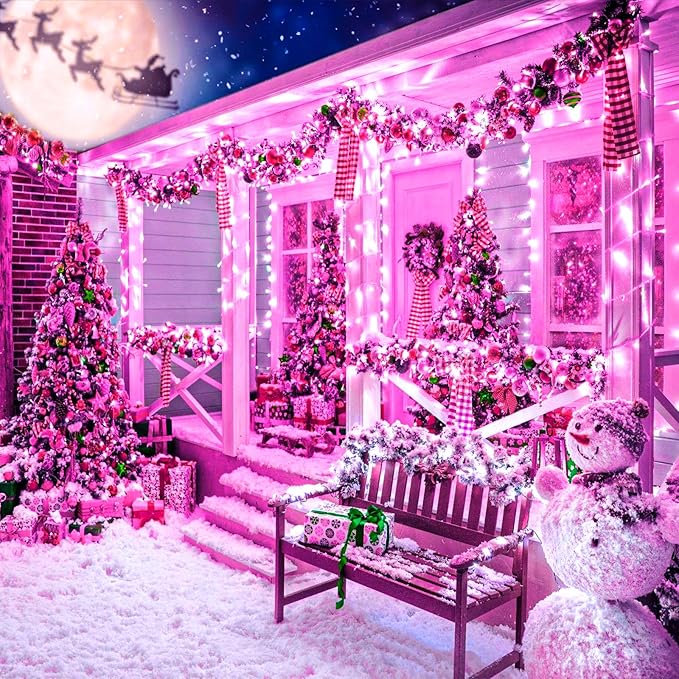 400 LED Purple String Lights, 132 FT Purple Christmas Lights Bedroom 8 Modes Plug in Waterproof Twinkle Fairy Light for Tree Christmas Halloween Thanksgiving Decorations