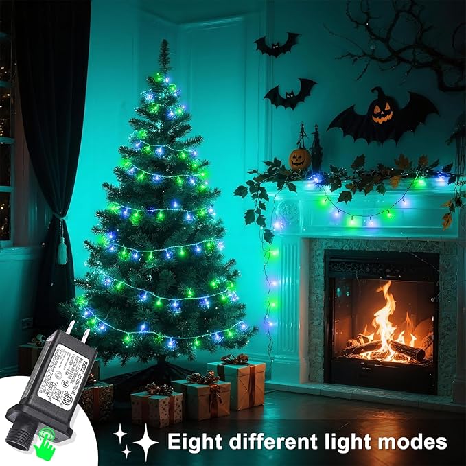 Blue Green Christmas Lights Outdoor Waterproof 131ft 400 LED Christmas Lights Clear Wire Connectable Twinkle Fairy String Light Plug in for Indoor Bedroom Wedding Classroom Tree Decorations