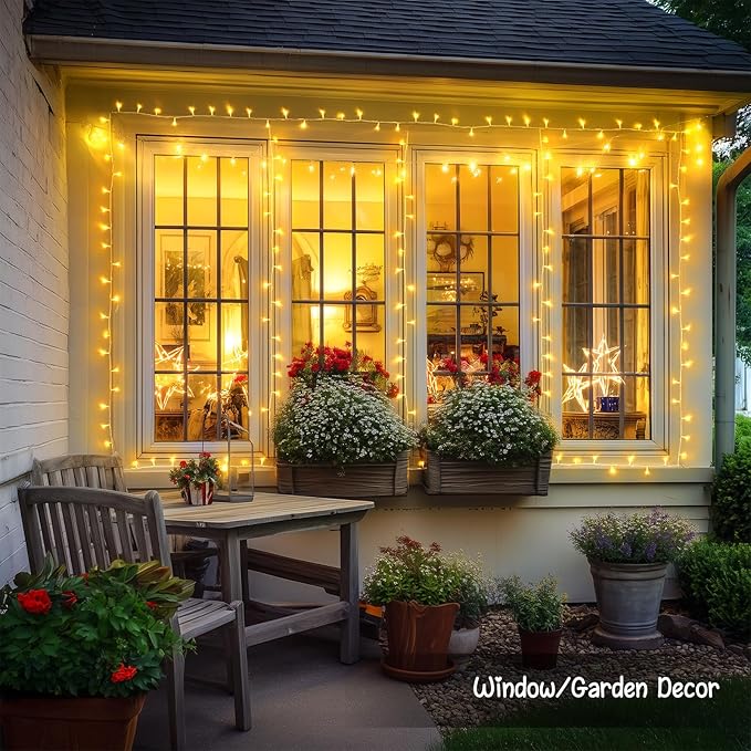 JMEXSUSS 2 Pack Battery Operated String Lights with Remote, Total 66ft 200 LED Battery Christmas Lights Outdoor Indoor, Twinkle Light for Christmas Tree Bedroom Porch Garland Yard Decor (Warm White)