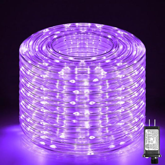 Purple Halloween Lights, 100FT 300 LED Rope Lights for Outside Waterproof with 8 Modes, Connectable Fairy String Lights for Indoor Patio, Trampoline, Garden, Pool, Holiday Decorations