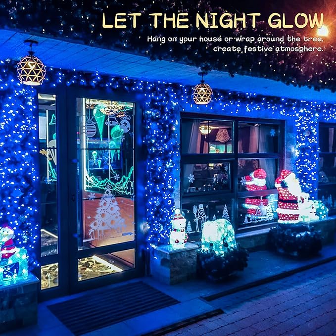 woohaha Christmas Lights Indoor Outdoor,2PACK 13FT 50-Count Lights Incandescent Mini Halloween String Light,120V UL Certified Green Wire Light for Xmas Tree,Patio,Holiday,Party,Home,Garden Decor,Blue