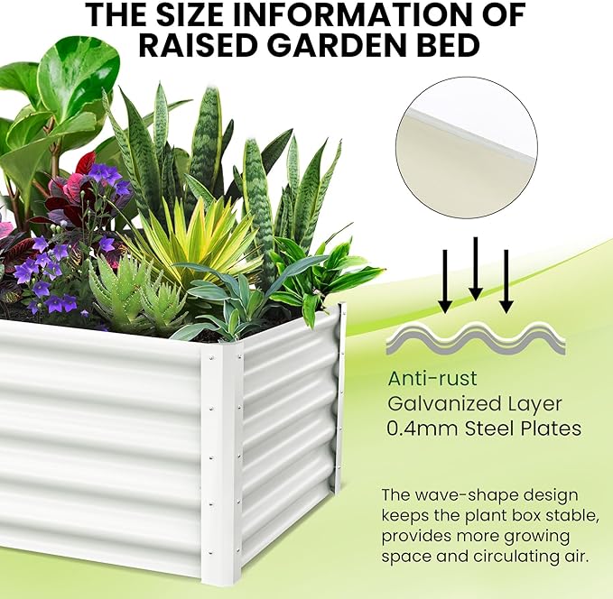 Large Outdoor Planter Boxes Kit Set of 2,6x3x1.5ft Galvanized Raised Bed Planter with Open-Ended Base Design, Elevated for Outdoor Plants, Durable Raised Bed for Gardening,Green