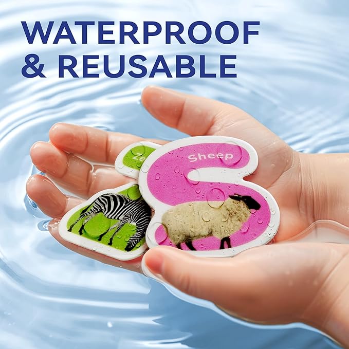 26 PCS Letter Gel Stickers - Thick, Removable Alphabet & Animal Window Clings for Toddlers. Great for Home, Classroom, Nursery Decor and Toddler Animal Party Supplies